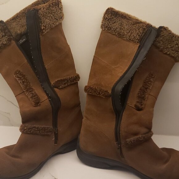 VINTAGE ECCO Ladies  Suede Winter Boots Brown Size 38 - Picture 7 of 13